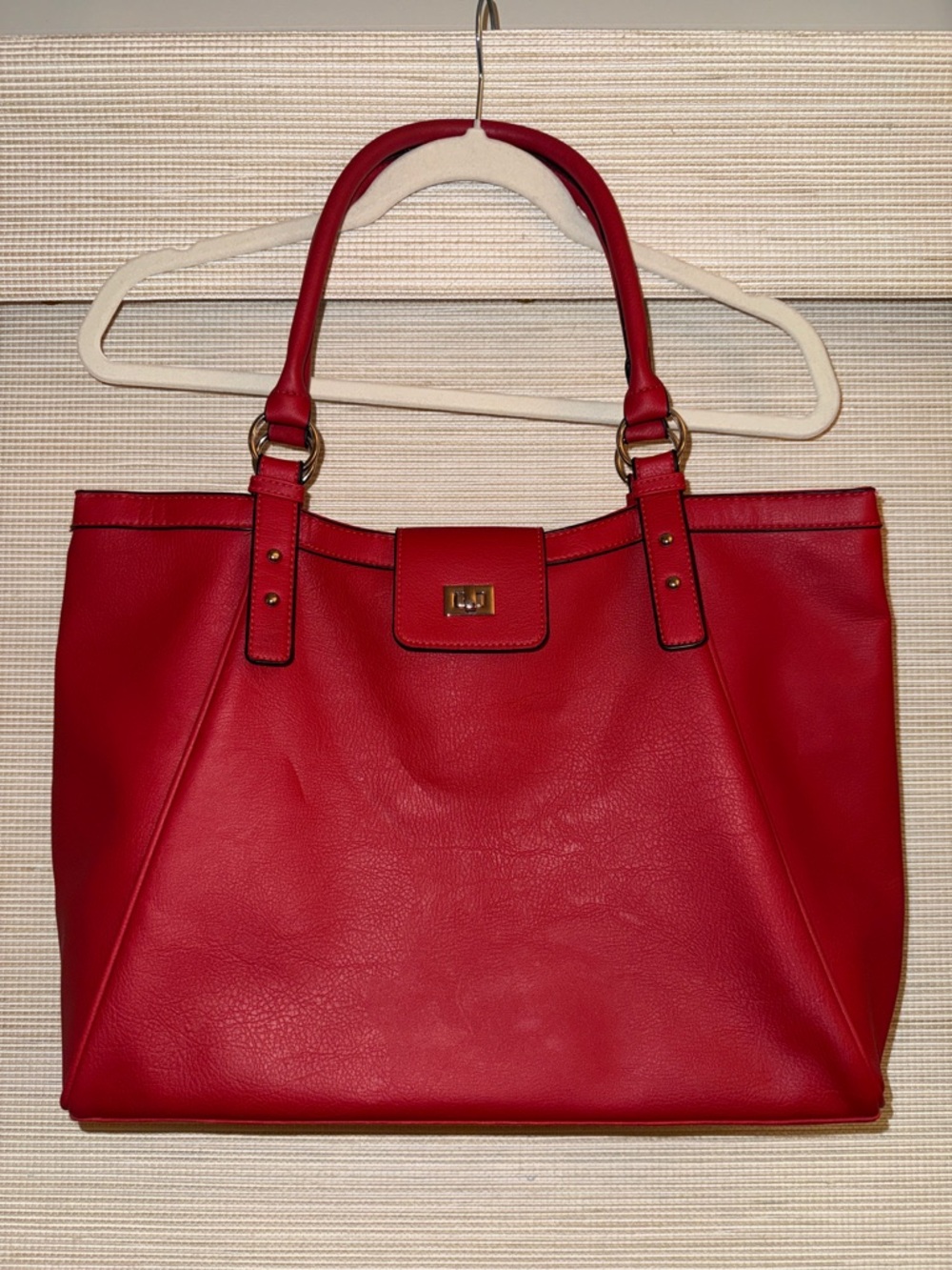 Red Women's Tote Handbag - Classic Structured Shoulder Bag
